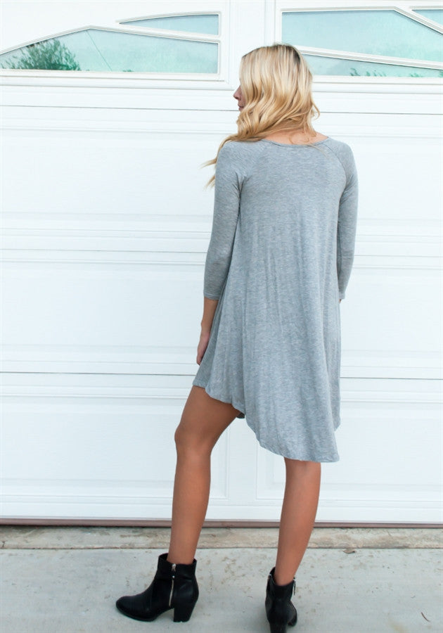Keyhole Swing Dress - Gray - Tickled Teal LLC