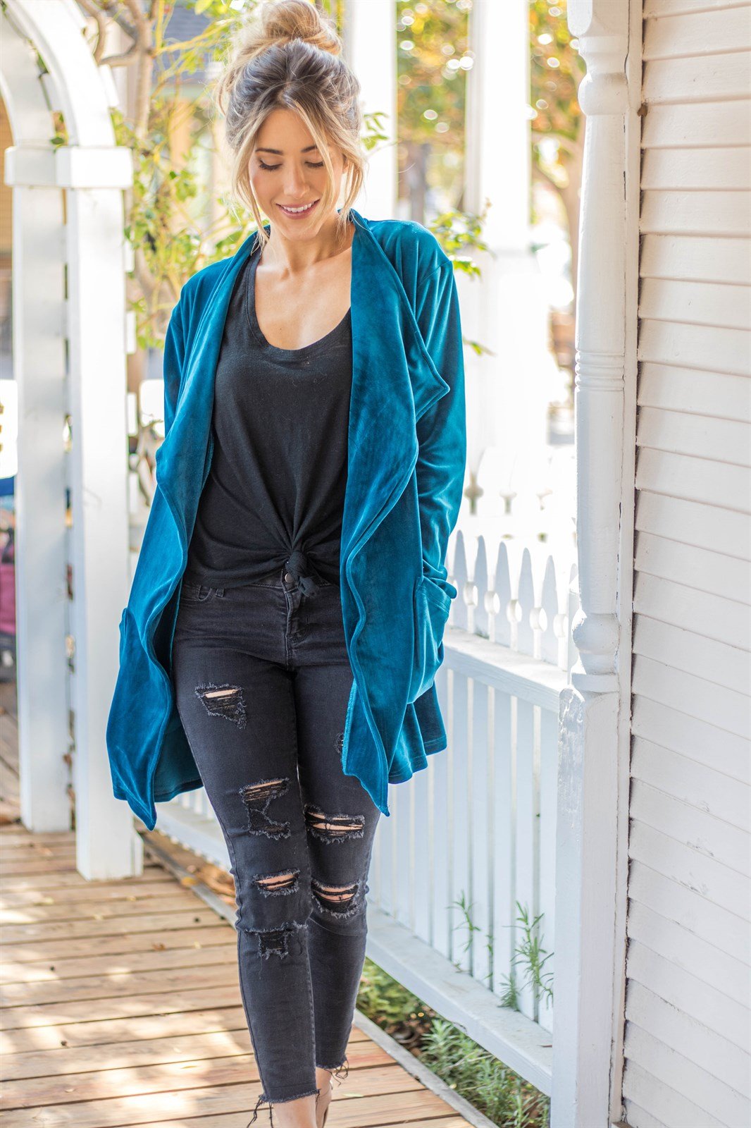 Blue velvet cardigan best sale