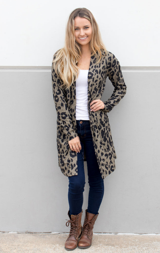 Animal Print Cardigan - Tickled Teal LLC
