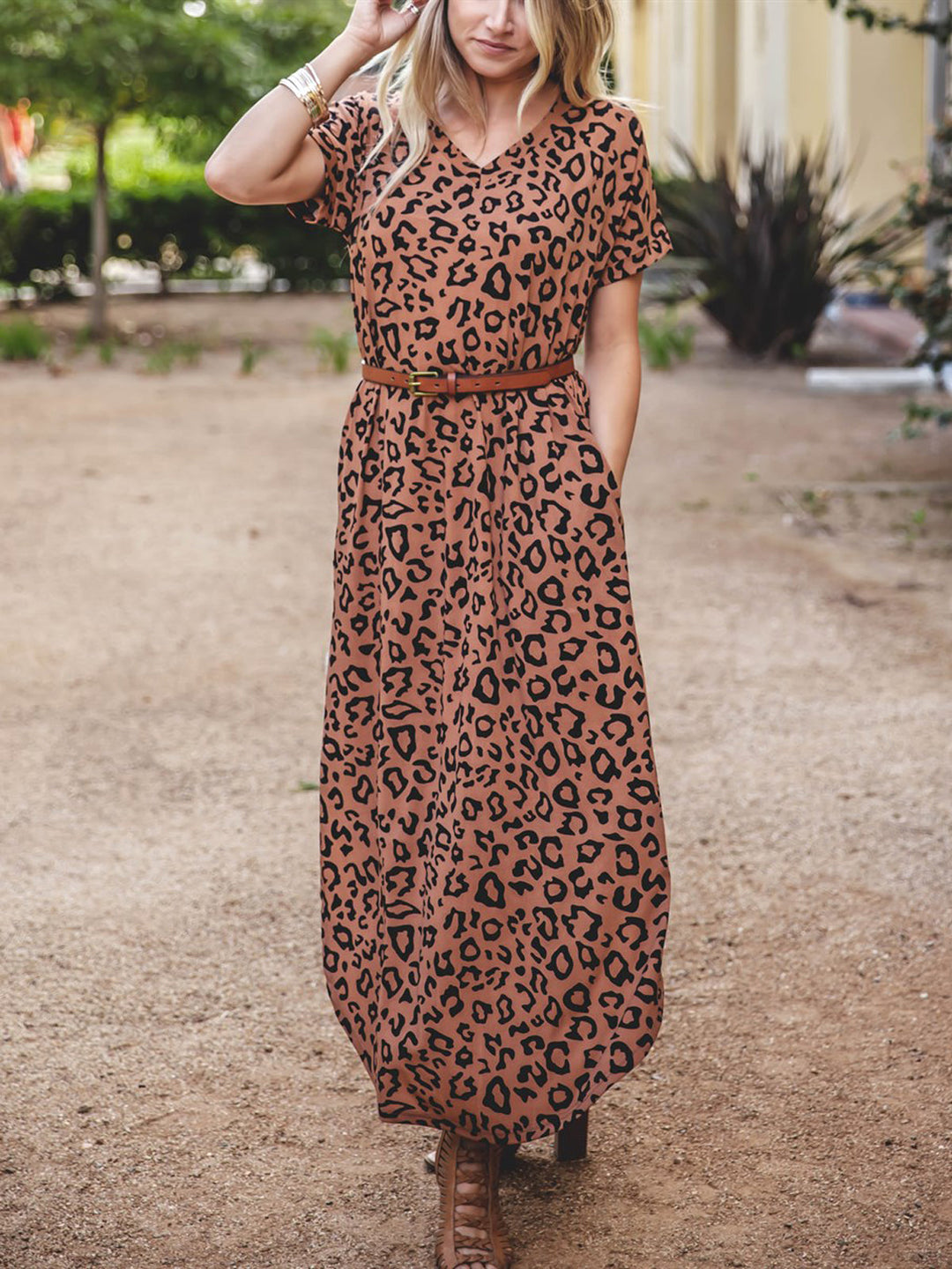 red leopard print maxi dress ASOS DESIGN slash neck maxi dress in red leopard print