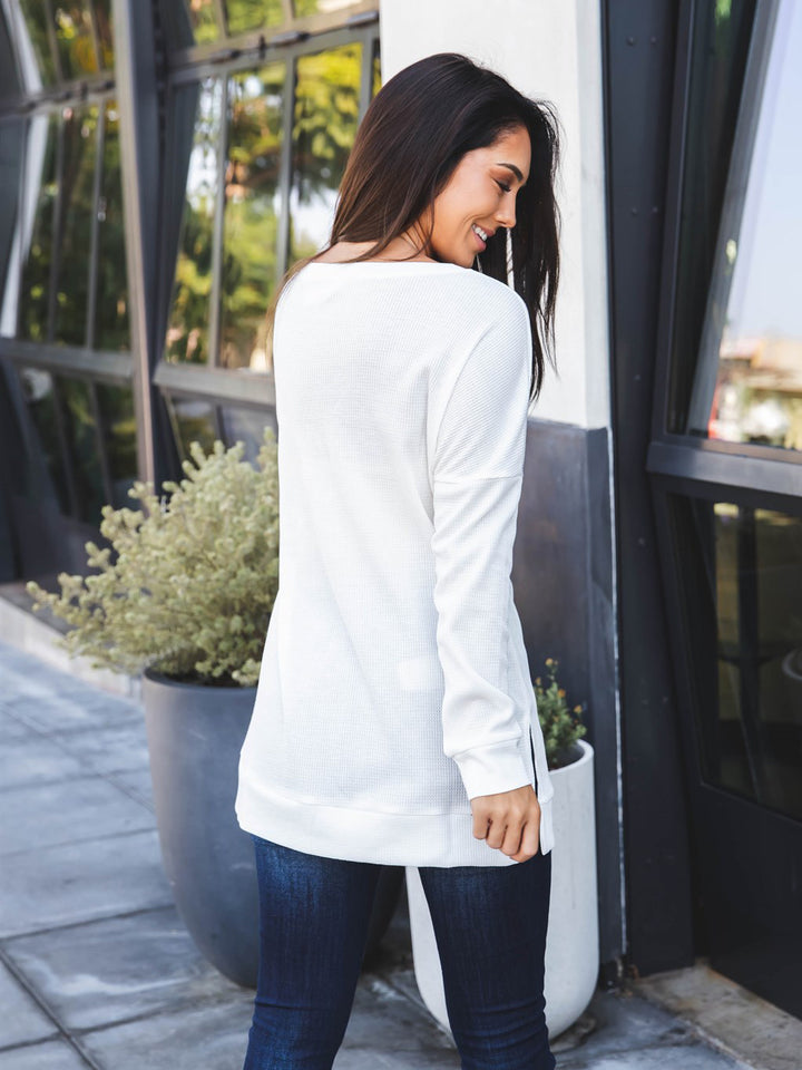 Waffle Knit Rory Tunic - White