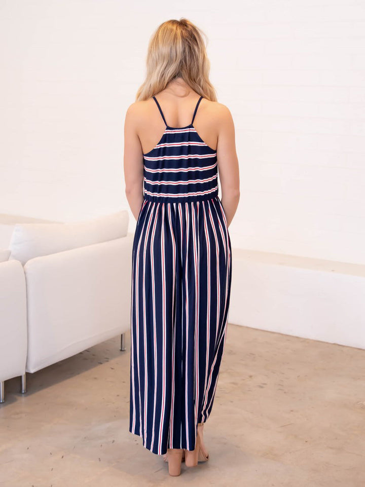 Dawn Striped High Neck Maxi Dress