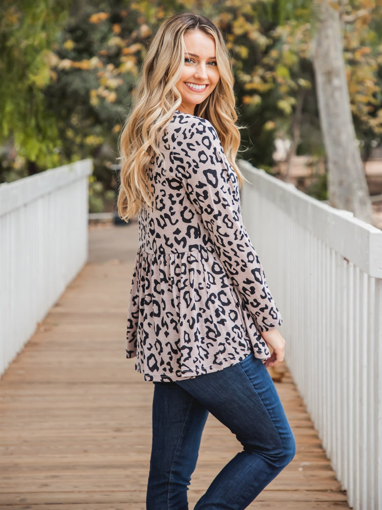 Animal Print Evelyn Top - Taupe Leopard
