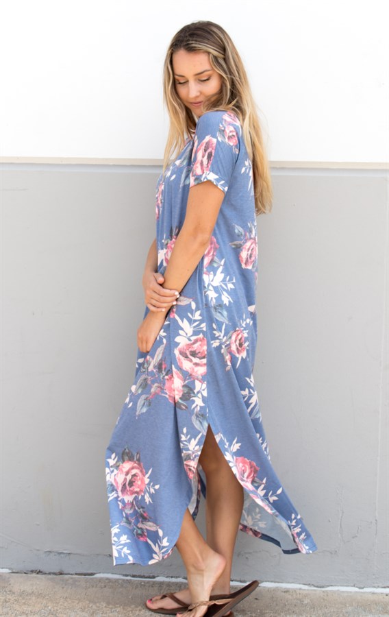 Vintage Floral Relaxed Maxi - Tickled Teal LLC