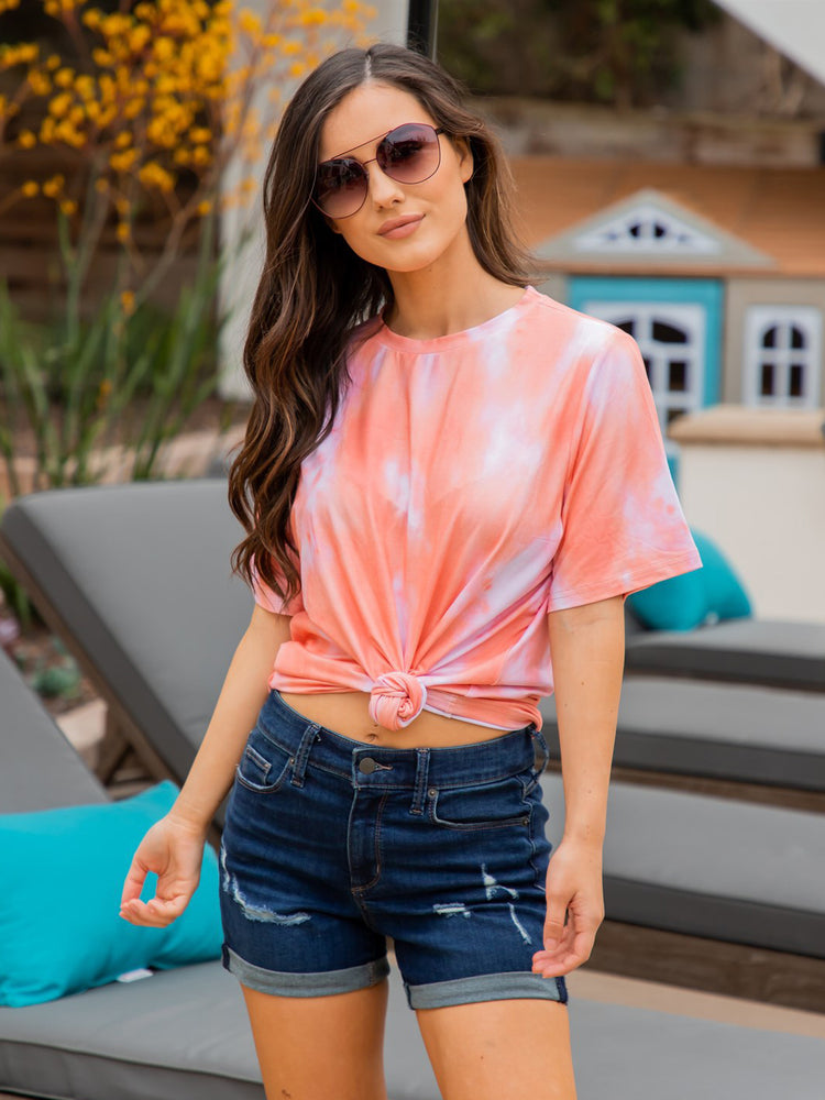 Oversized Watercolor Tee - Coral