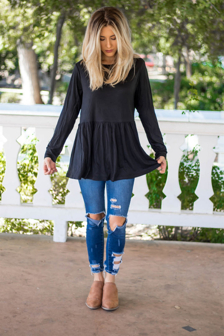 The Evelyn Top - Black - Tickled Teal LLC