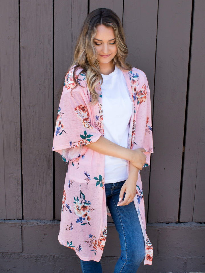 Summer Floral Kimono - Pink