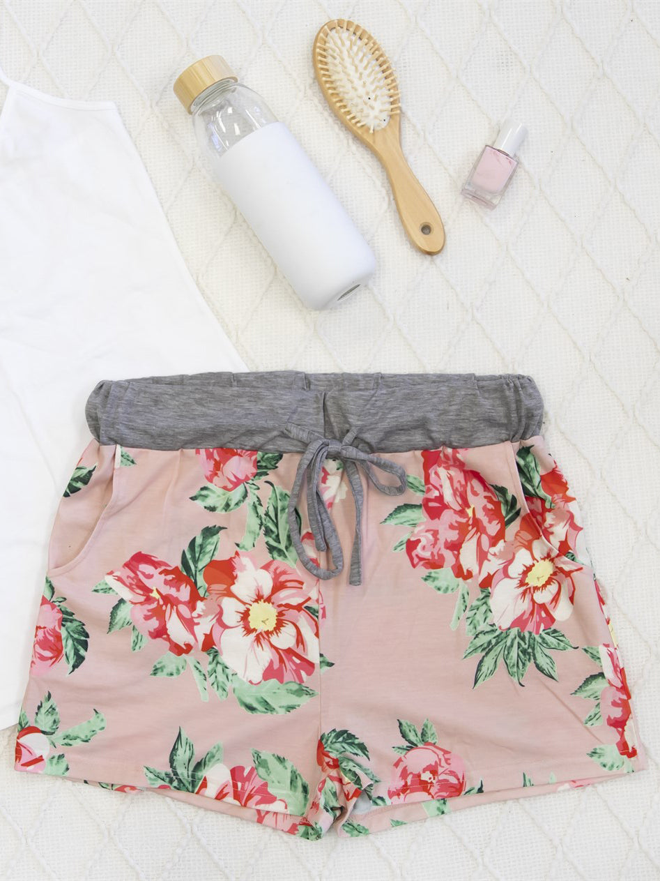 Floral Lounge Shorts - Pink