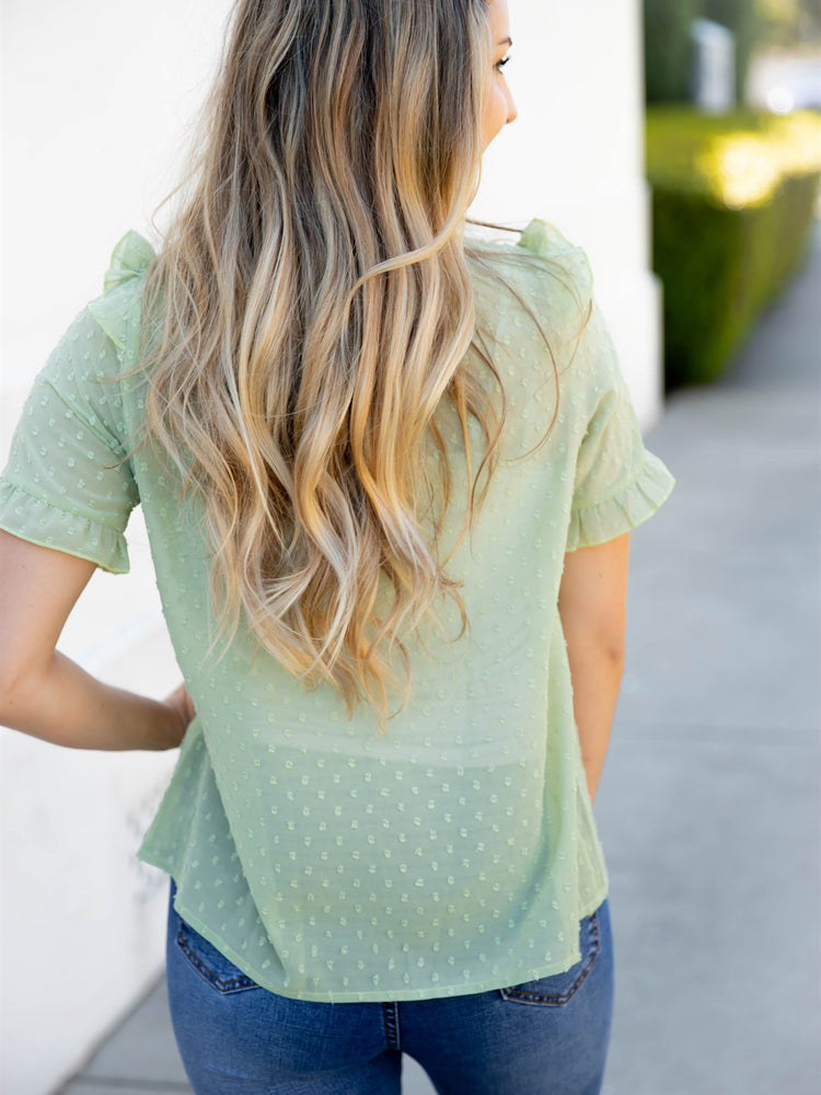 Swiss Dot Fawn Top - Green