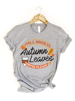 Fall Breeze Autumn Leaves Coffee Please Graphic Tee