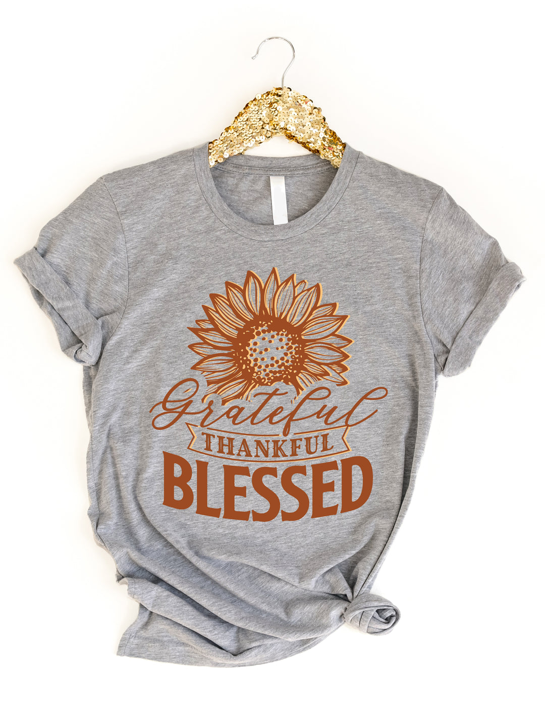 Grateful Thankful Blessed Sunflower Graphic Tee