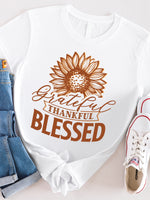 Grateful Thankful Blessed Sunflower Graphic Tee