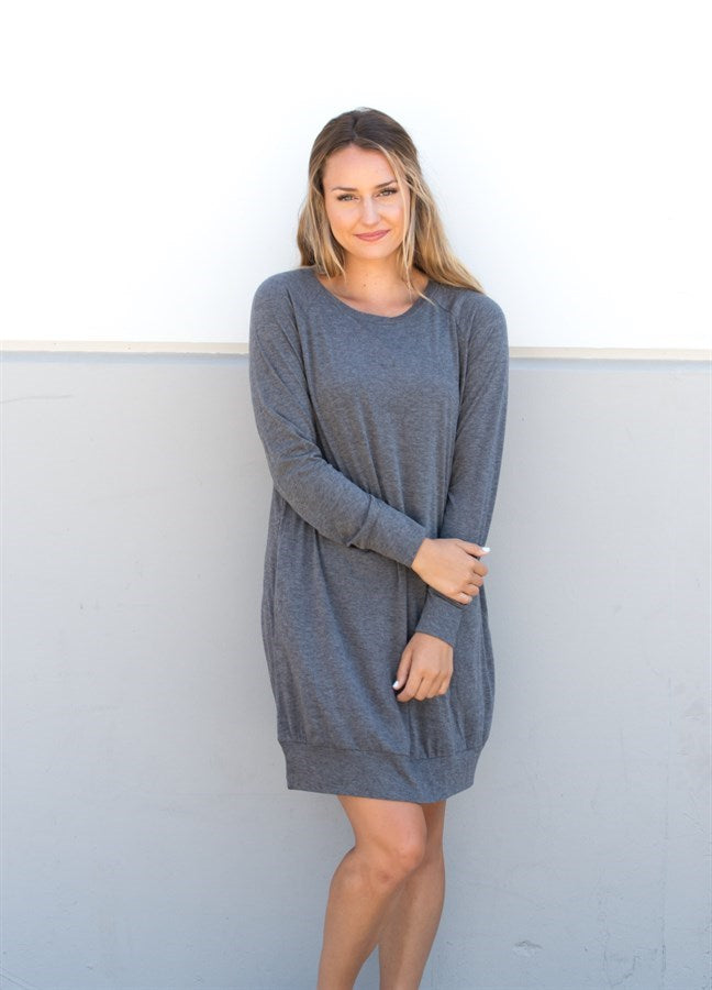 Pocket Sweater Tunic - Gray - Tickled Teal LLC