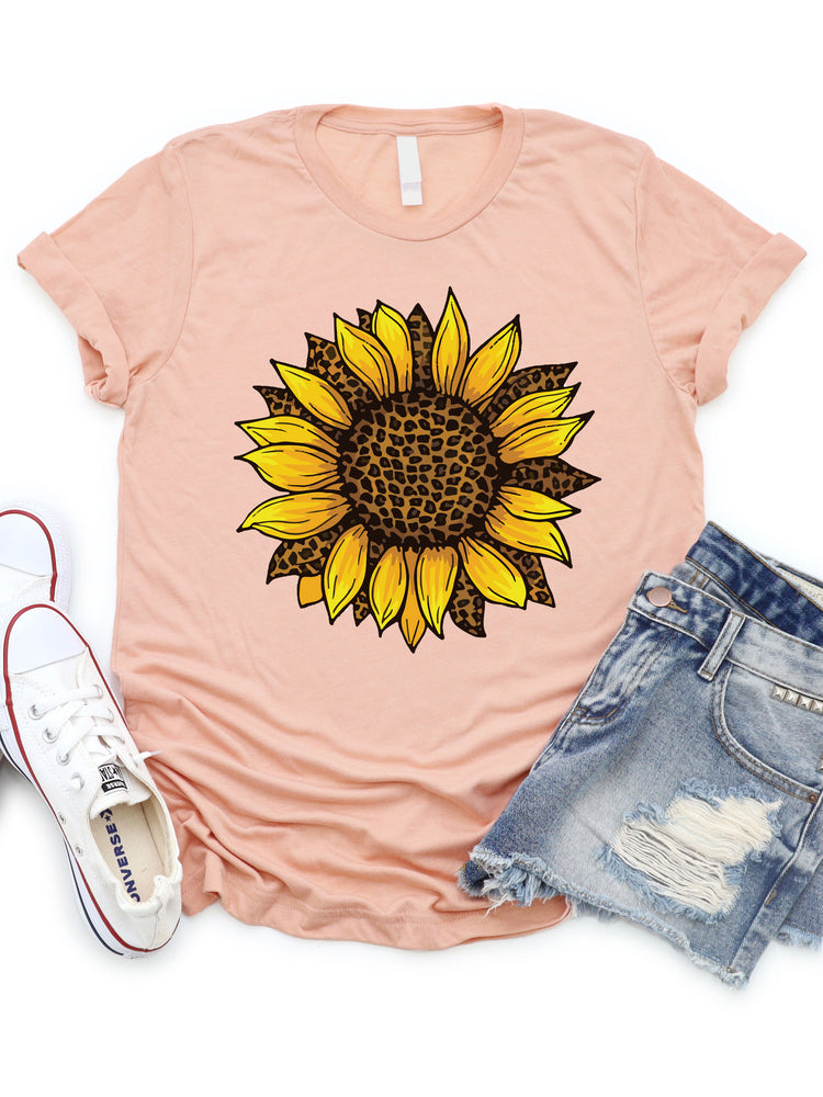 Leopard Sunflower Graphic Tee