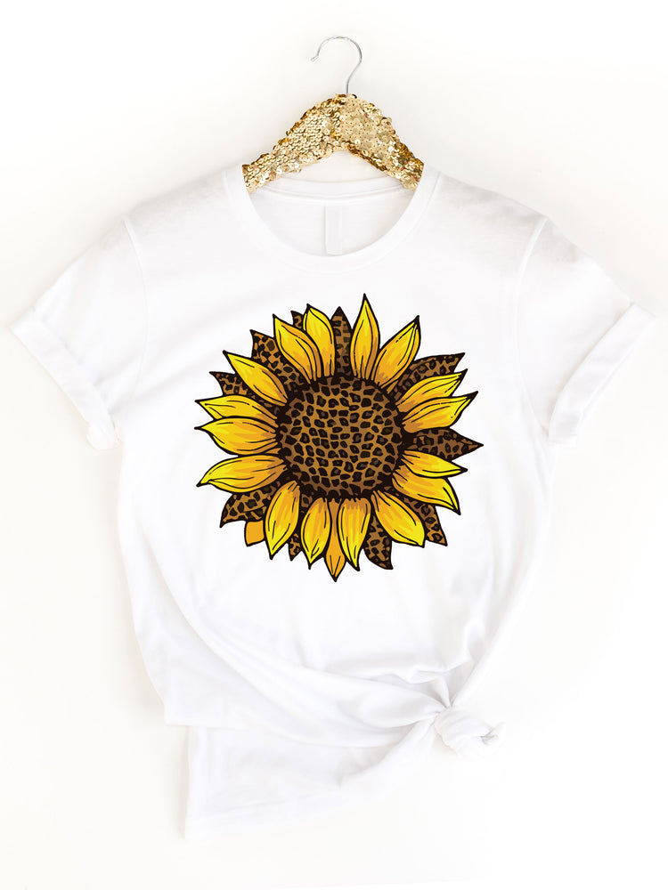 Leopard Sunflower Graphic Tee