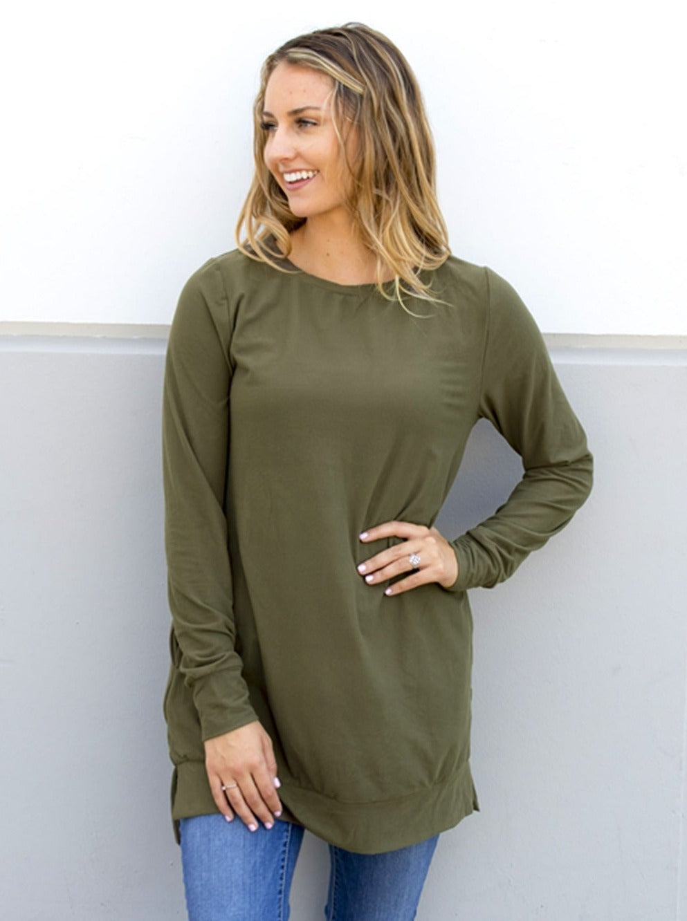 Soft & Cozy Sweater Tunic - Olive - Tickled Teal LLC