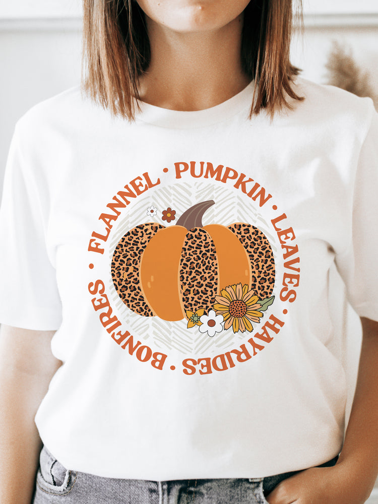 Flannel Hayrides Pumpkins Graphic Tee