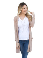 Long Pocket Cardigan - Tan - Tickled Teal LLC