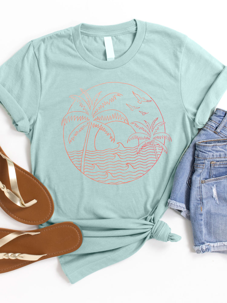 Waves & Palms Graphic Tee